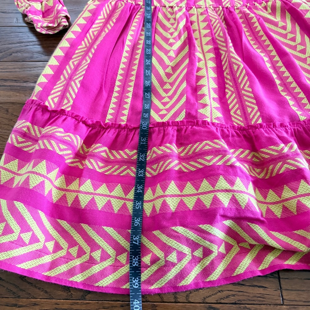 Anthropologie Maeve Pink Yellow Geometric Mini Dress Womens Oversized Tunic Boho - Picture 7 of 9